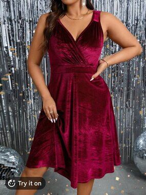 Grace Karin Red Velvet Dress size Large